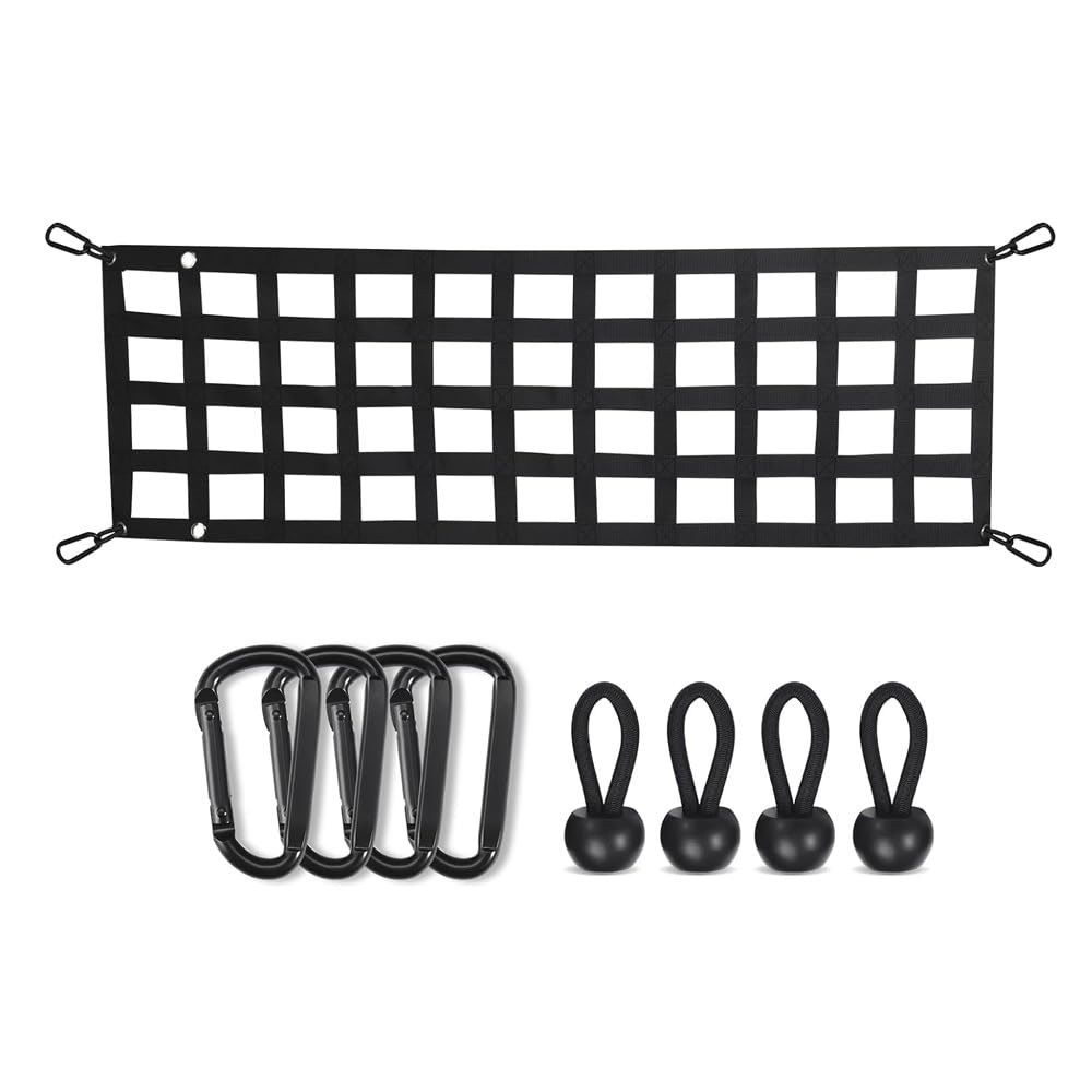 Tailgate Net for Full Size Truck - Bully Cargo Net Compatible with Ford, Chevy, Dodge,Ram etc - Tail Gate Extender Nets for Pickup Truck Bed 60'' x 18'' (Black)