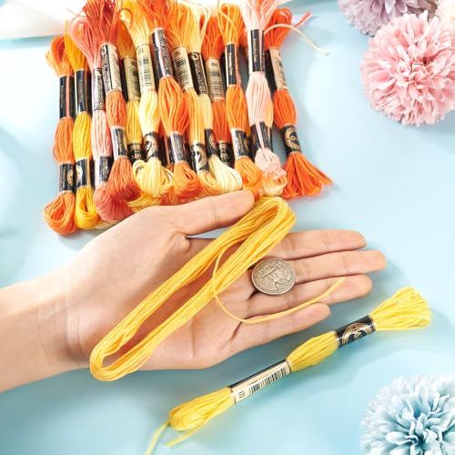 Image of FASHEWELRY 218 Yards Friendship Bracelet String Orange Polyester Embroidery Floss 1mm Cross Stitch Cotton Floss for Hand Sewing Sachets Tassels Cushions Birthday Card DIY