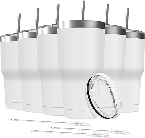 Vista 17 de Vaso de viaje de 30 onzas con aislamiento al vacío con tapas, taza de acero inoxidable de doble pared a granel para el hogar, la oficina, al aire