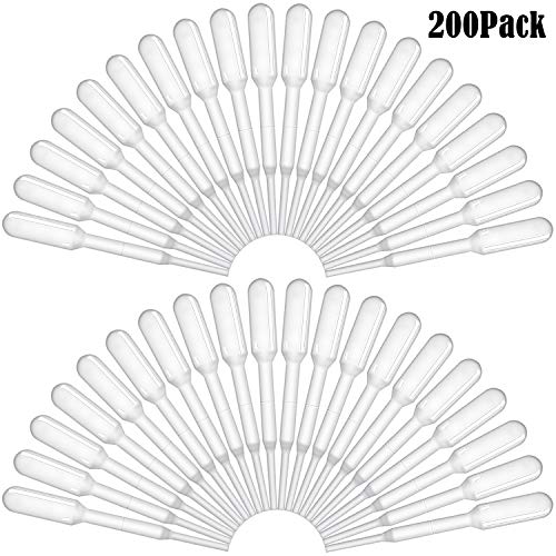 BronaGrand 200 Pieces Graduated Transfer Pipettes Plastic Eye Dropper Disposable Essential Oils Pipettes,Clear,Capacity
