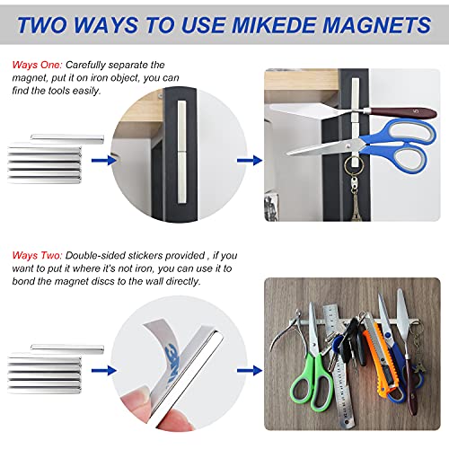 Image of MIKEDE Strong Neodymium Magnets Rectangular Magnetic Small Powerful Rare Earth Magnet for Crafts Refrigerator Office Classroom Kitchen 60x10x5 mm Silver 30 Pack