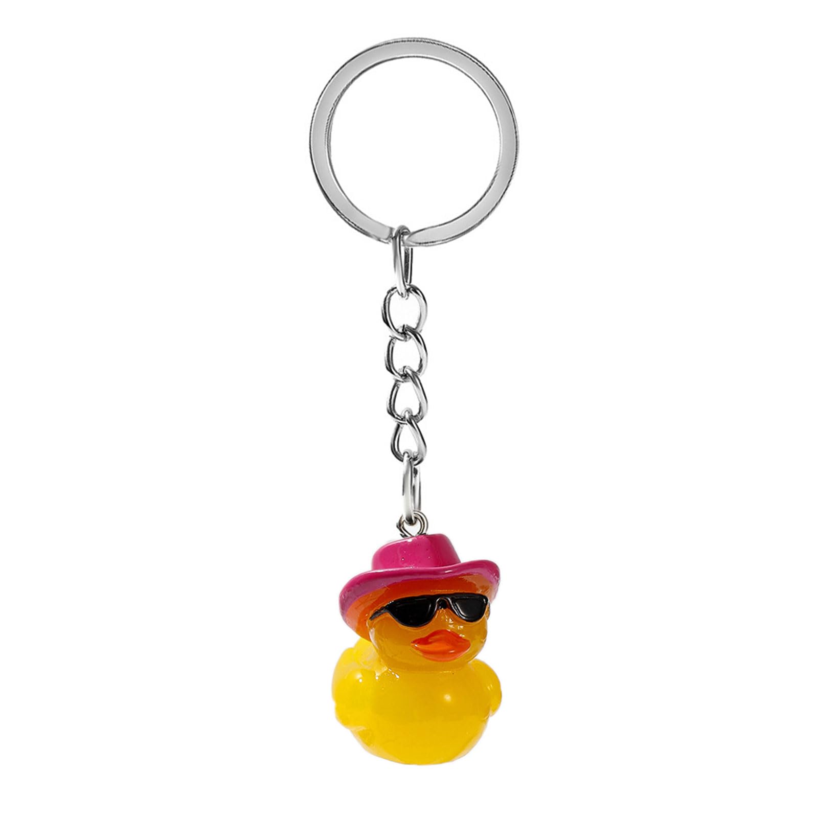 Yjcnelcr Key Chains for Ladies Stylish Duck Keychain/Dangle Ear Studs Playful Duck with Hat Keyring Accessory Lovely Duck Pendant Ear Studs Adornment Keyrings Keychain Gifts for Women Girls