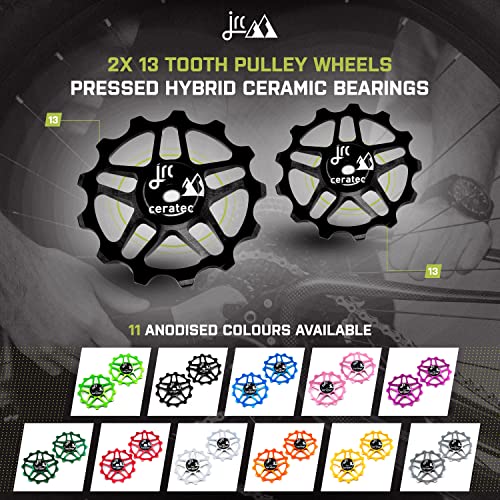 Jrc Components Pair Of 13T Jockey Wheels For Shimano Mtb 12Speed | Ceramic Derailleur Pulley Wheel | Hybrid Ceramic Bearing | Mtb Bike Rear Derailleur Pulley Wheels |Hybrid Ceramic Pulley Wheels-Black #TOP4