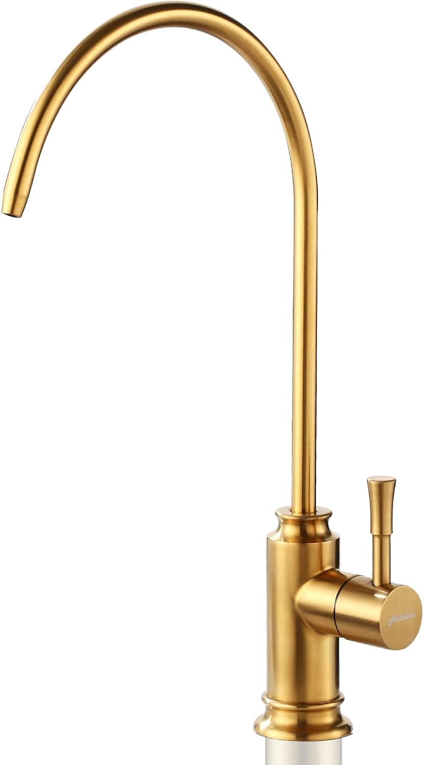 Achelous Brushed Gold Kitchen Water Filter Faucet,Stainless Steel Lead-Free Drinking Water Faucet Fits Reverse Osmosis Units or Filtration System in Non-Air Gap