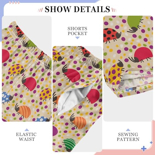 ZZXXB Coloful Polka Dot Ladybug Boys Long Pants Soft Trousers Elastic Waist Kids Lounge Bottoms with Pockets S-XL4