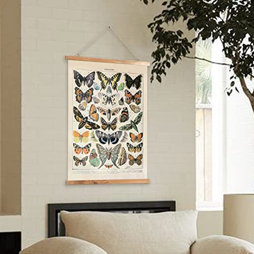Vintage Butterfly Poster Hanger Frame, Retro Style Wall Decor Art Painting, Patterns Are Printed On Canvas Without Fading, Living Room Office Classroom Bedroom Apartment Decor,Educational Chart #TOP4