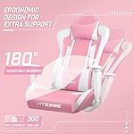 PUKAMI Pink Cute Kawaii Gaming Chair for Girl Ergonomic Desk Racing Office Adjustable High Back Game Swivel Leather Chair with Lumbar Support and Headrest - Image 5