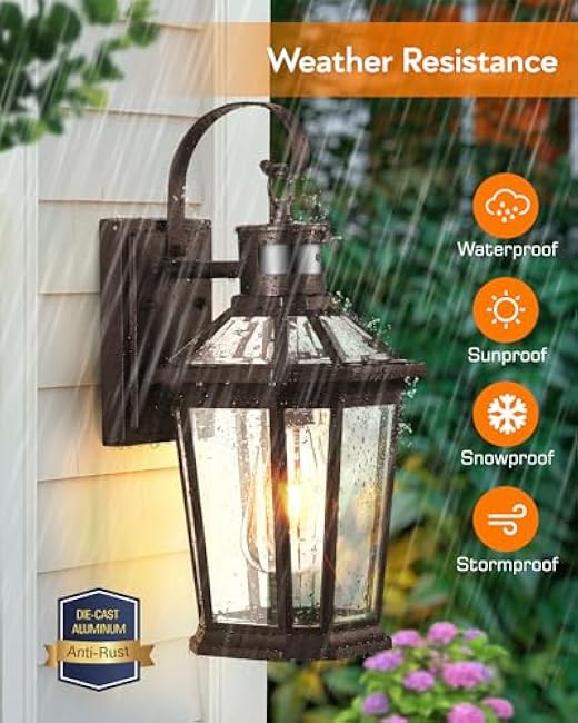 VIANIS Bronze Motion Sensor Outdoor Light, Dusk to Dawn Outdoor Lighting Wall Mount, Waterproof Exterior Light Fixtures for House, 100% Anti-Rust Aluminum Outside Wall Sconce for Front Porch Garage