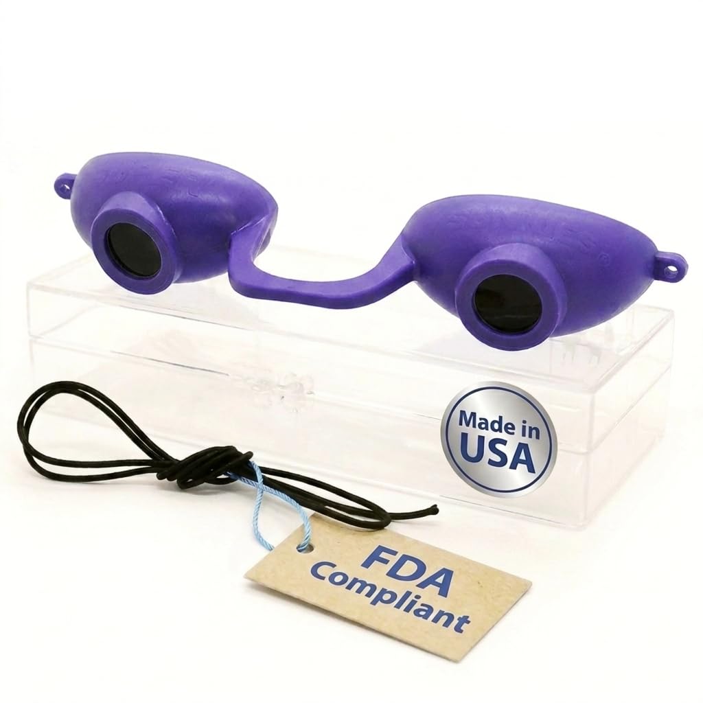 Super Sunnies Flex Flexible UV Eye Protection, FDA Compliant Individual Tanning Bed Goggles Eyeshields, Glasses, With a Clear Case/Box (Purple)-picture-30