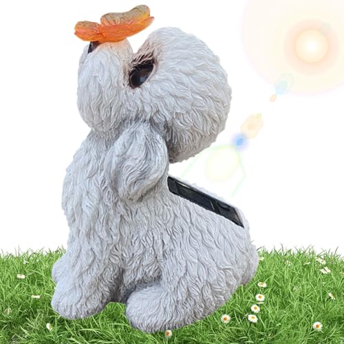 Statues de chien imperméables contre l'obscurité du jardin, lampe solaire résine pour cour