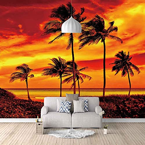 Papier peint auto-adhésif coucher de soleil rouge poster mural chambre - 2