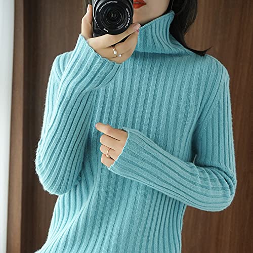 Warsoniod Pullover Für Damen - Frauen Gestrickter Rollkragen Kaschmir Pullover, Langarm Slim Pullover Pullover Pullover, Herbst Winter Classy Stretchy Strick Pullover Tops, Bean Green, L Cover