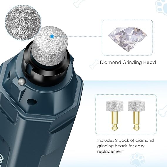 6-Speed Rechargeable Dog Nail Grinder, Quiet, Painless & Powerful Pet Nail Trimmer for Large Medium & Small Dogs - Image 2