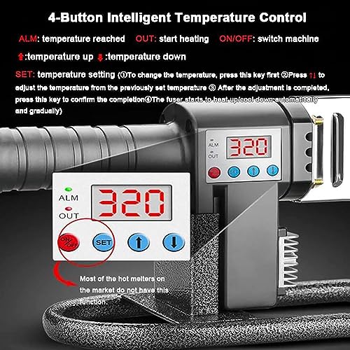 Professionale PPR Tubo Saldatore 20-63mm Digitale Presa Fusione con Anti-Block Dies, Piatto di riscaldamento in alluminio per sistemi d'acqua in plastica PE PB, Dissipazione di calore efficiente
