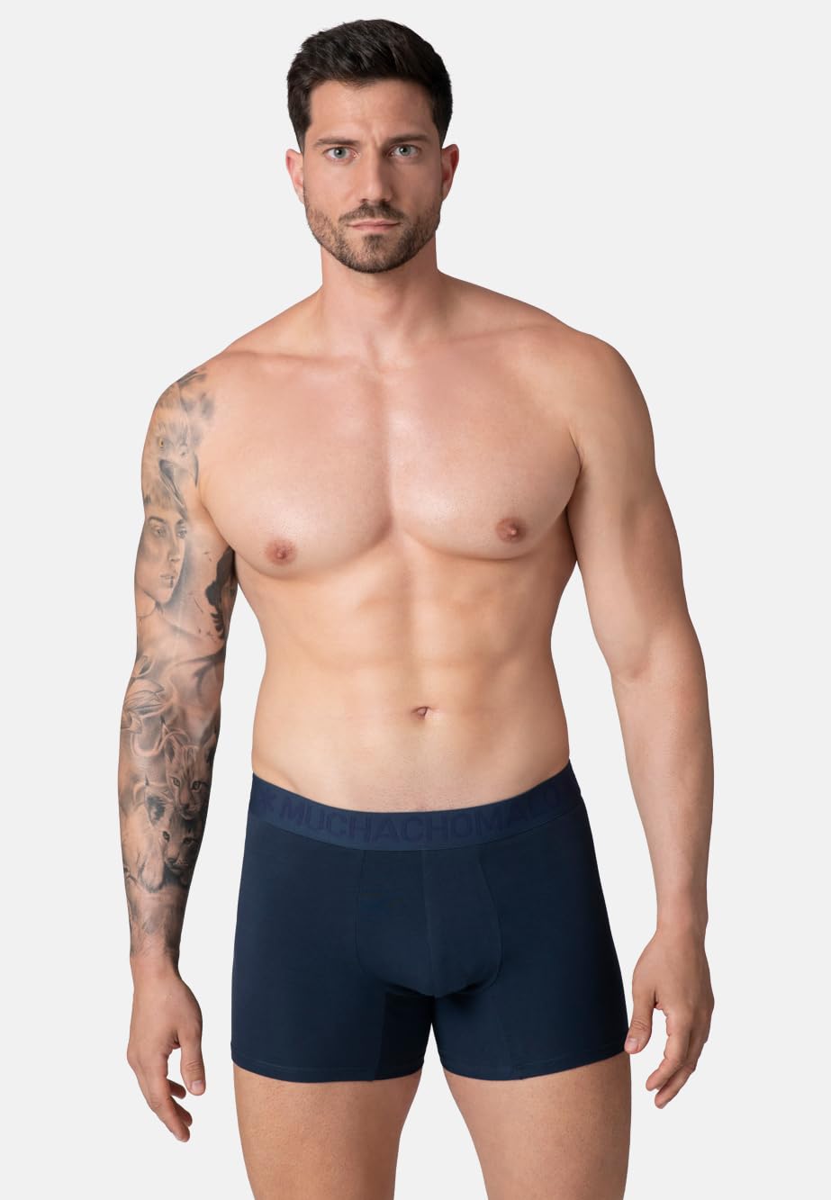 Muchachomalo Calzoncillos para Hombre, Ropa Interior Lisa de Algodón para Hombre, Pack de 2 Unidades, Bóxers Lisos de Corte Clásico con Cintura Elástica
