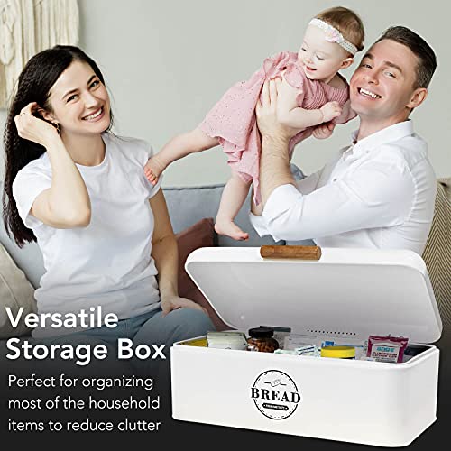 Sotech Large Bread Box And 3 Pieces With Sugar Tea Coffee Containers Set,Vintage Metal Bread Boxes For Kitchen Counter Extra Large,Farmhouse Kitchen Decor(White Bread Box) #TOP6