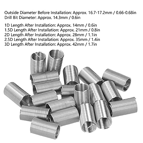 Thread Repair M14 X 1.25 Spiral Circle Insert Reducer Nut 20Pcs Thread Insert Threaded Expand Socket Set Thread Reinforce Repair Tool (1.5D) #TOP2