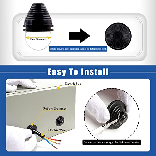 Glarks Gummidichtungen, 26 Stück, 6 Größen, 25 mm/30 mm/35 mm/40 mm/50 mm/60 mm, Bohrlochtüllen, Drahtschutz, Firewall-Lochstopfen