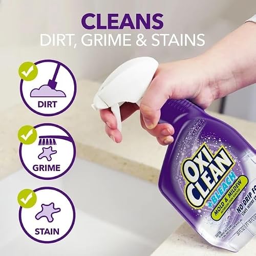 OxiClean plus Bleach, No Drip Foam, Mold & Mildew Bathroom Stain Remover 30 oz. (Pack of 4)