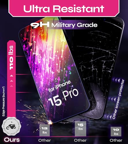 Image of Defenslim Screen Protector for iPhone 15 Pro (2Pack), Easy Auto-Align Install Kit, 6.1 inch Tempered Glass, 9H Hardness, Ultra HD Clear, Case Friendly, EasyShield