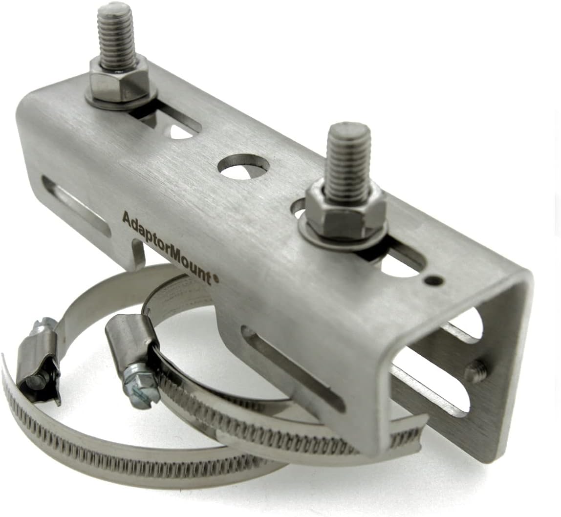 Stainless Steel Junction Box Pipe Mount Bracket – Adjustable Mounting Frame with Clamps for Pole or Wall Installation – Fits Electrical and Control Enclosures