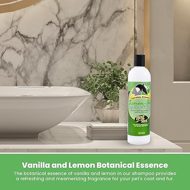 Best Shot Lemon-Aid Oatmeal Wash, Pet Shampoo for Dogs, Cats, and Horses, Ideal Pet Grooming Supplies, 16 Oz.-XjIE0Jze
