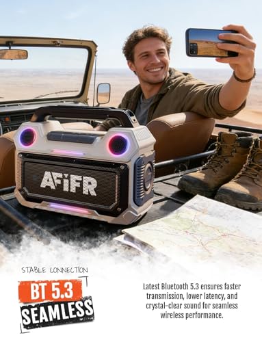 Image of Outdoor Bluetooth Speaker 160W: IP67 Waterproof, 24H, TWS | Rugged portable speaker with deep bass, LED lights, TWS pairing for parties, beach, travel, camping, garage