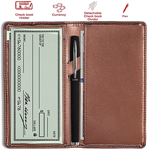 Sanlykate Leather Checkbook Cover For Men And Women, Rfid Blocking Check Book Case Card Holder With Free Divider, Standard Register Duplicate Checks With Pen Inserts #TOP2