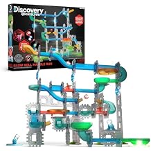 Discovery Marble Run Race Track 92-Piece Light-Up Marble Maze Construction Set| LED Marbles| STEM Learning Activity| Sensory Toy Building Kit| Educational Physics & Engineering Toy for Kids Ages 6+