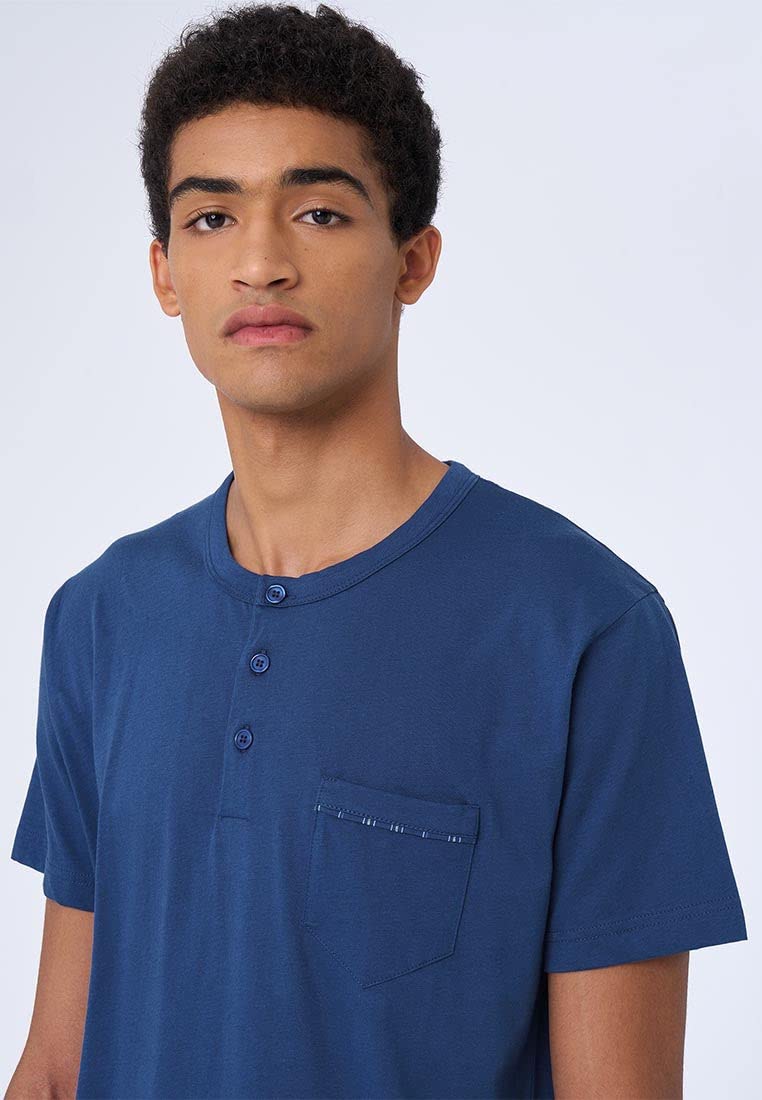 RAGNO Pigiama uomo in puro cotone manica corta pantalone corto art. U645ND. - 54, Blu