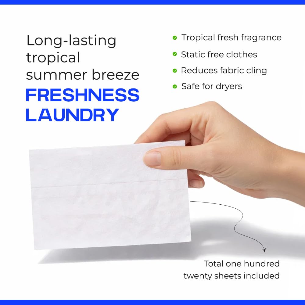 Fresh Linen - Hojas para secadora, 120 hojas, fragancia y suavidad de larga duración