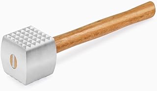 Heavy Duty Meat Tenderizer Tool, Double-Sided, Meat Hammer, Aluminum, Kitchen Meat Mallet with Wood Handle, for Chicken, Conch, Veal Cutlets, Beef