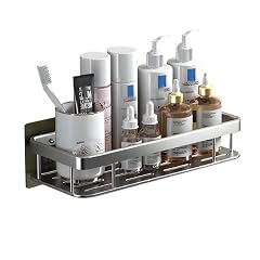 Shower Organiser Wall Mounted Bathroom Shelves Self Adhesive Shower Caddy Anti-Rust Without Drilling Space Aluminum for Toilets and