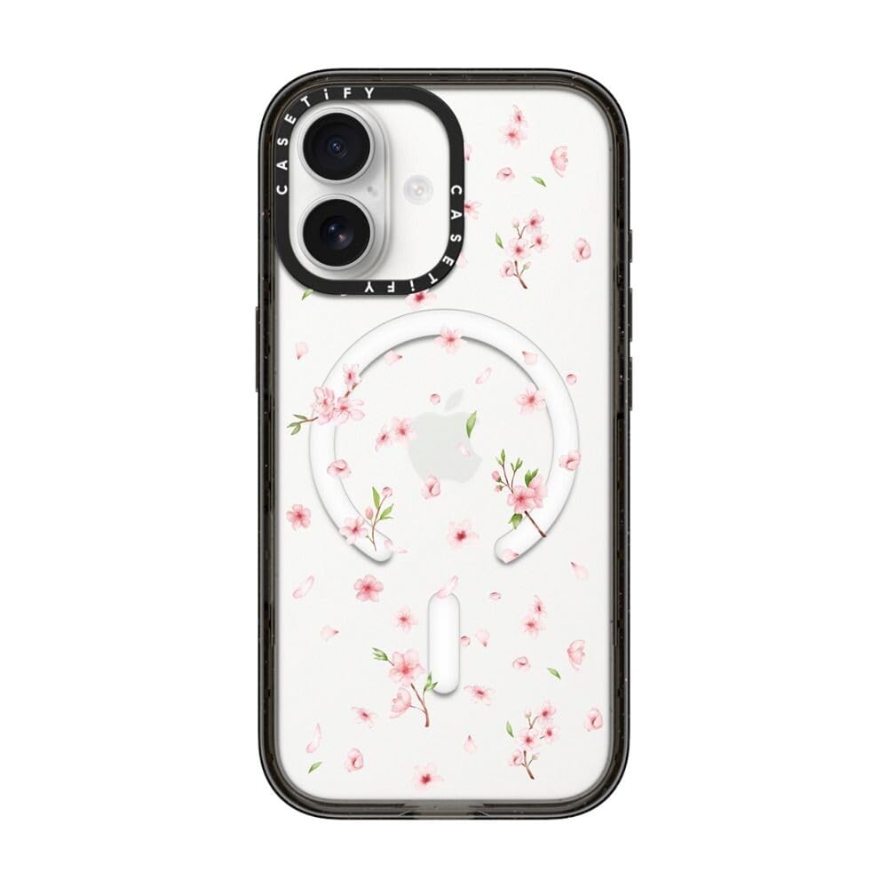 CASETiFY インパクト iPhone 17 ケース [MagSafe対応/薄型 軽量/耐衝撃] - Sakura Flowers Dainty - クリア ブラック