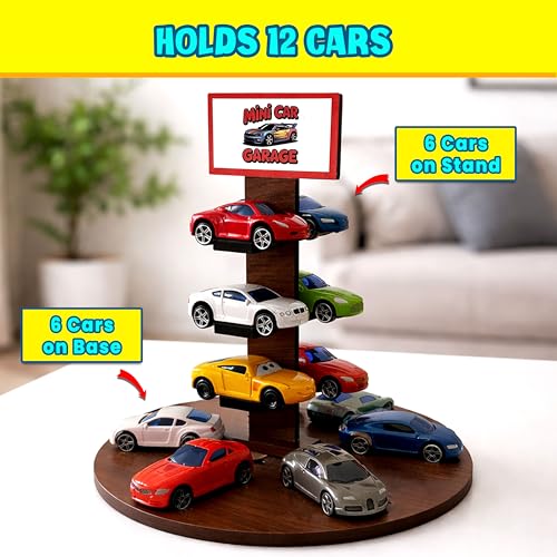 Image of Toy Garage for Hot Wheels Cars - Wall Hanging Car Parking Garage| 12-Car Toy Car Organizer (1:64 Diecast) | MDF /Wood Car Storage for Kids Bedroom & Playroom (Cars Not Included)