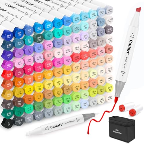 Caliart Alcohol Markers Brush Tip - 121 Colors...