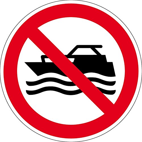 Verbotszeichen - Maschinenbetriebene Boote verboten - Aluminium Selbstklebend - Ø 40 cm