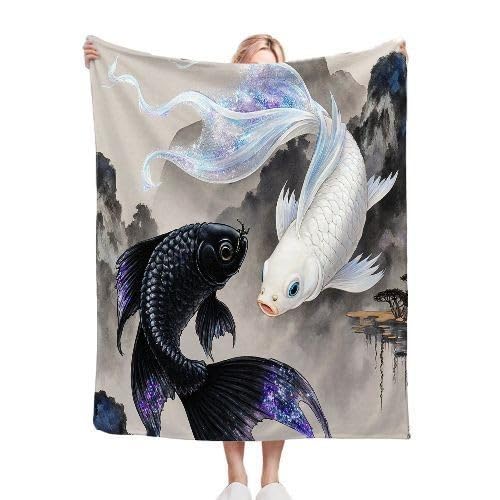 Dozrmey Mantas para Sofas Niños 130x150 Pez Gris, Impresión 3D Manta para Sofá de Franela para Adultos Niños, Manta Polar 100% Microfibra para Viajes y Camping, AQ5192