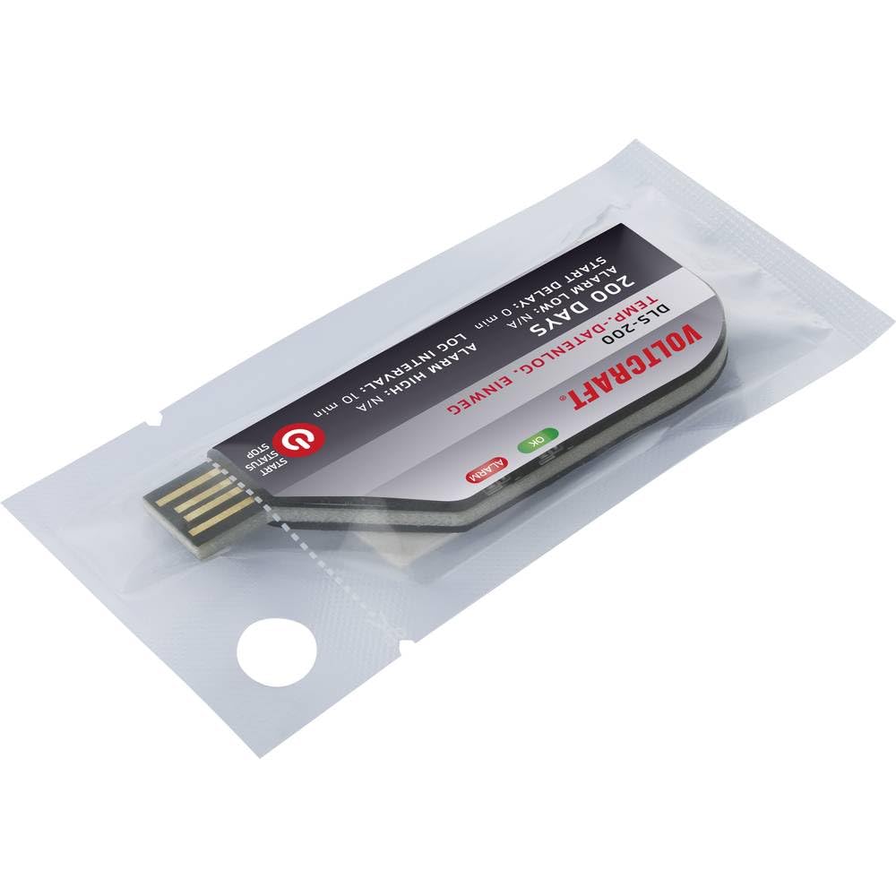 VOLTCRAFT VC-11576730 DLS-200 Data Logger Temperatura Misurazione Temperatura da -30 a 70 °C Registratore dati usa e getta, funzione PDF