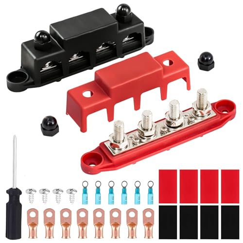 250A 4 Post Power Distribution Block Bus Bar 5/16 M8, Nickel Plated For Marine Auto