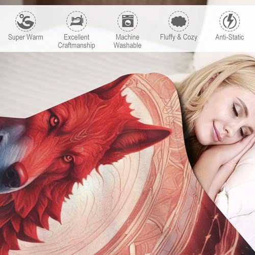 Couverture polaire loup chaude et confortable en flannel douce
