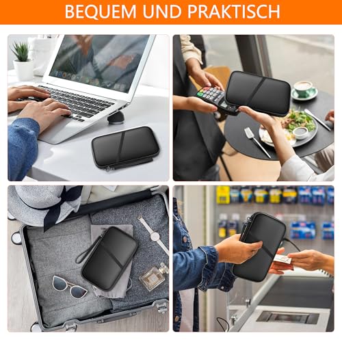 JUNDUN Feuerfeste Reisepass Tasche mit RFID-Schutz - Wasserabweisend Passport Holder Wallet für Ausweise, Kreditkarten, Bargeld, Münze, Tickets | Reisepass Organizer Familie 4 Personen