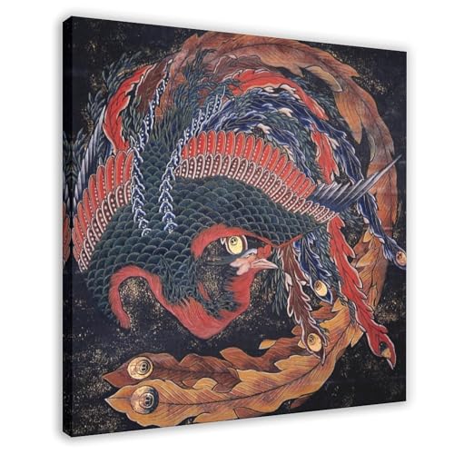 Phoenix by Hokusai Poster Tableau Toile Cadre Déco Murale 50x50