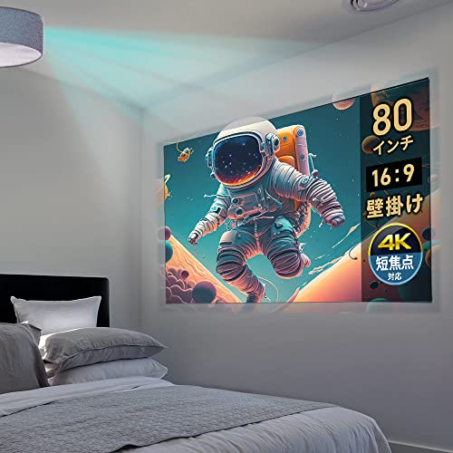 イーサプライ プロジェクタースクリーン 80インチワイド 16:9 短焦点 超短焦点 対応 4K 壁掛け ホームシアター EEX-PSG1-80HDT