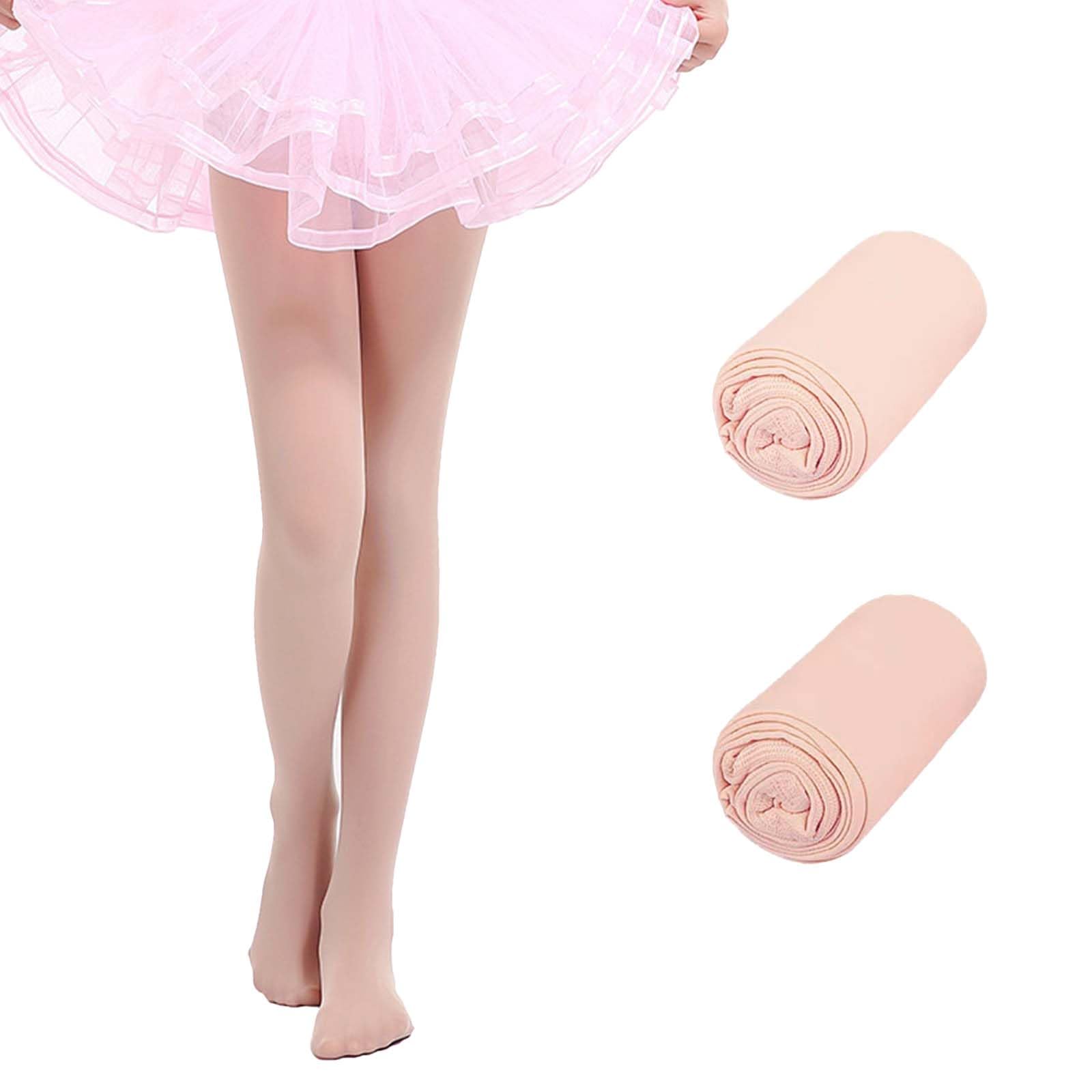 XIYEZDM Girls Tights Ballet Dance Tight Kids Student Footed School Uniform Training Tights Ultra Stretchy Soft Pantyhose Schoolwear Age 4-13(Flesh 2PCS, 4-6 Years)