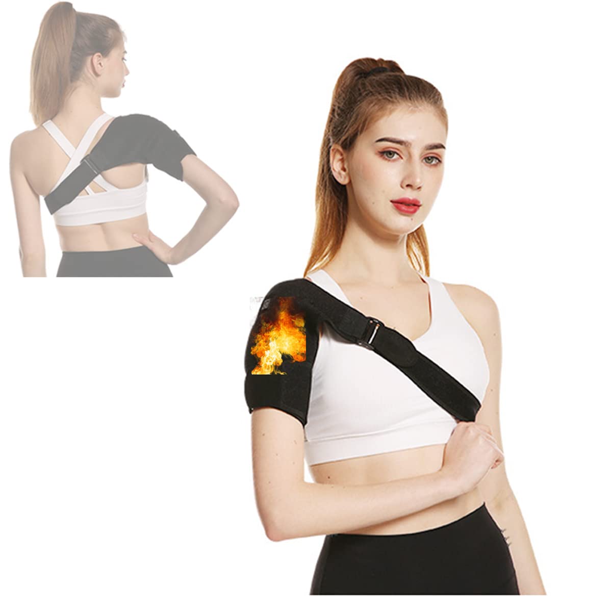 Soporte de Hombro para Tendinitis, Termico Rehabilitacion Hombro Ajustable con 3 Ajustes de Calor, Neopreno Transpirable Manga de CompresióN para Hombros, para ArtríTicos, Tendinitis, Esguince