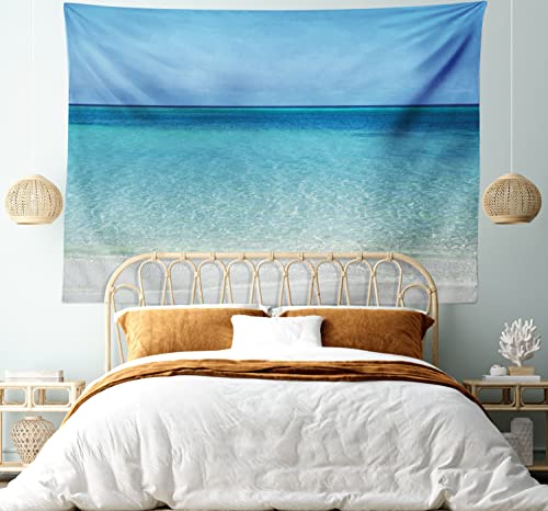 Ambesonne Ocean Tapestry, A Clear Water at Beach in Atlantic Sea Cuba by Coasts with The Sky and Horizon Scenery of Artwork, Wide Wall Hanging for Bedroom Living Room Dorm, 60