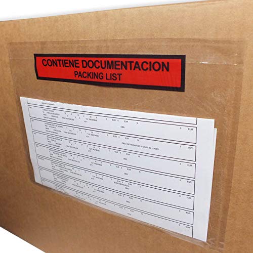 Sobres de envío transparentes porta-documentos, 1000 unidades, 225 x 158 mm, Sellado automático
