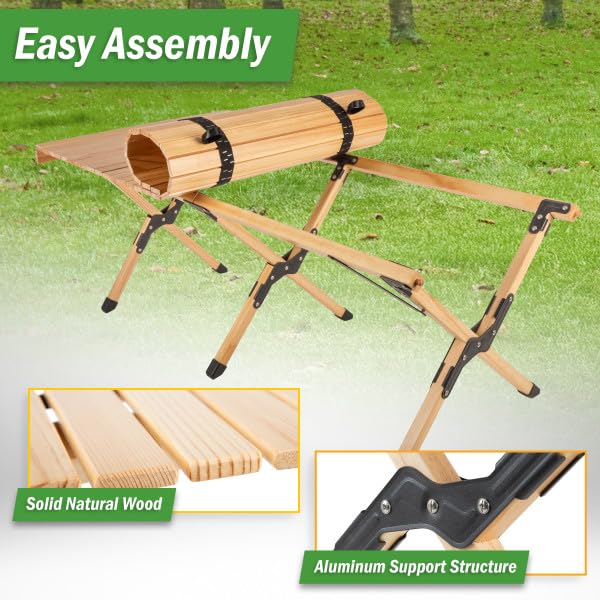 Foldable Camping Table - Mesa Plegable de Camping de 4 pies con Tapa de Madera Natural y Bolsa de Transporte por Wakeman Outdoors miniatura 5