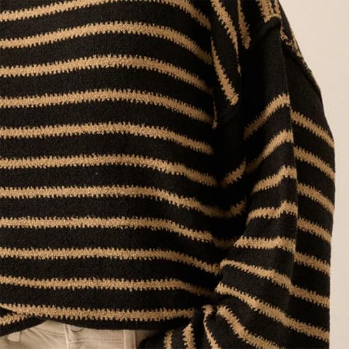 Women Y2k Knit Sweater Vintage Long Sleeve Striped Sweater Oversized Pullover Sweaters Fall Winter Knitwear4